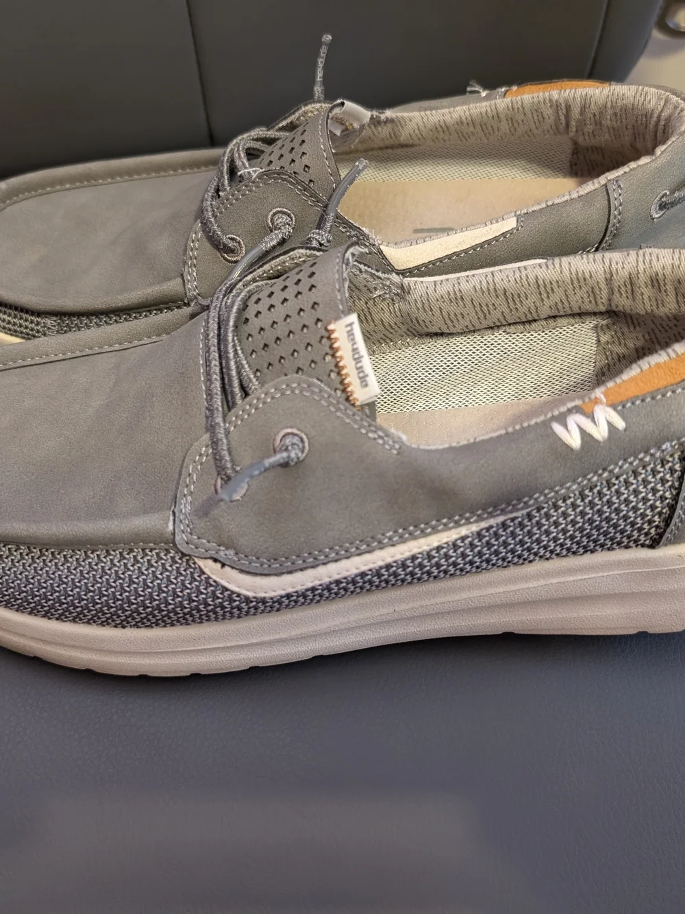 Men's Hey Dude Welsh Grey Casual Slip In Boat Shoes, Size 11, Gently Used
